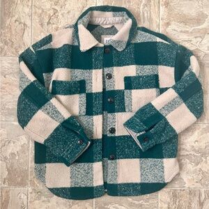 GAP Kids Teal and Cream Checkered Jacket